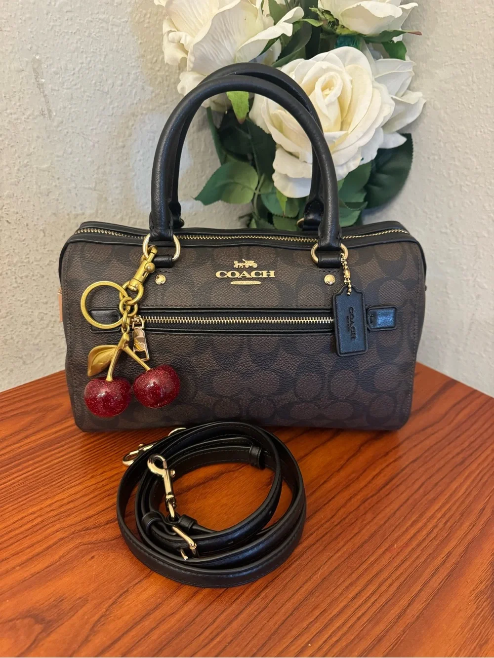 Coach Brown Signature Mini Satchel with Gold Hardware